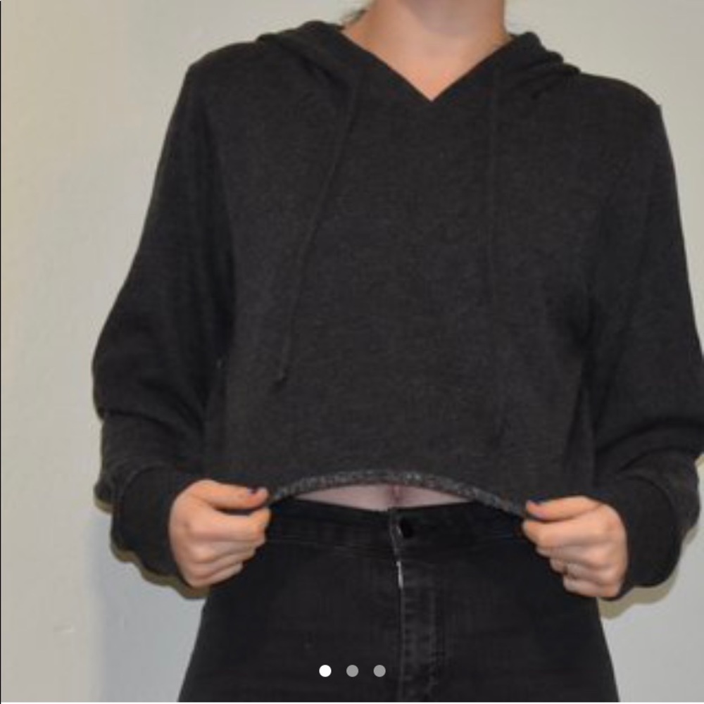 grey cropped hoodie; unknown brand